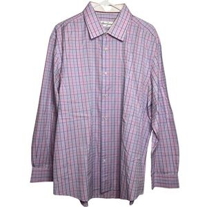 Robert Graham Men’s Pastel Windowpane Cotton Dress Shirt Size 46 -18